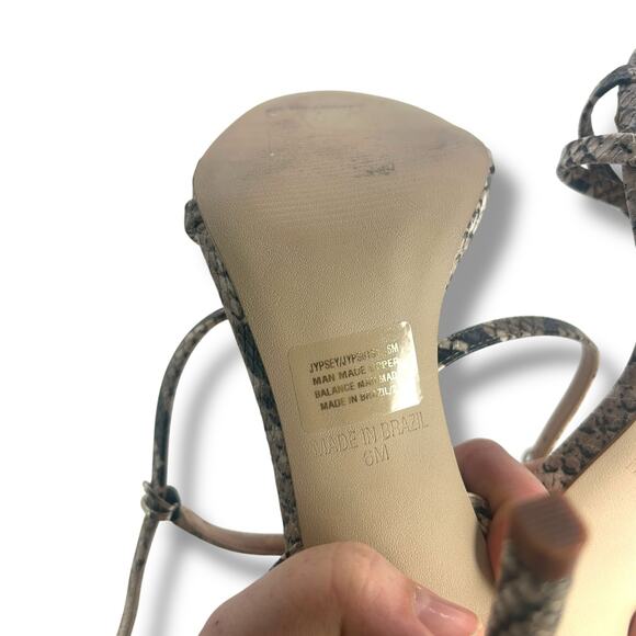 Steve Madden Snakeskin strappy heels size 6 ankle strap stiletto open toe dressy - Picture 3 of 10